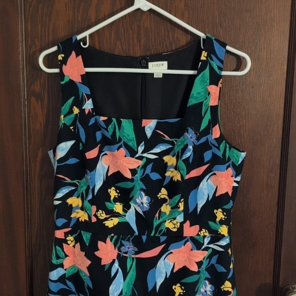 J.Crew Floral Basketweave Square-neck Dress  Size 8 $98.00